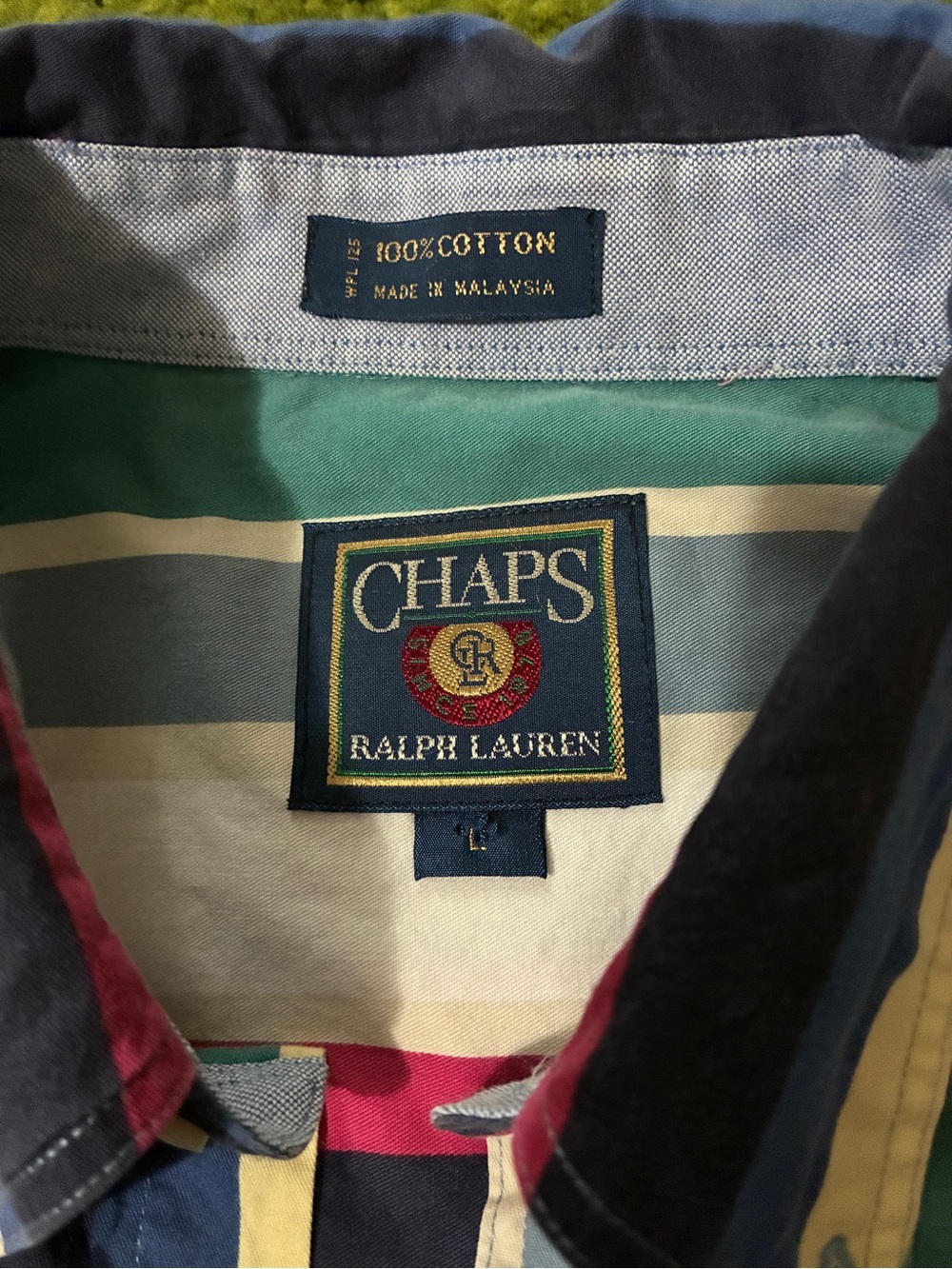 Vintage Chaps Ralph Lauren Stripe Short-Sleeve Button-Down Shirt